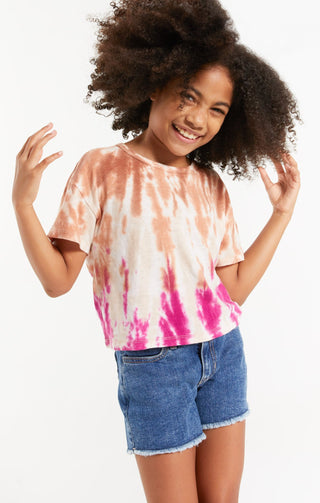Z Supply Girls Nattie Tie-Dye Tee - Sahara, Z Supply, cf-size-large-12-14, cf-type-tee, cf-vendor-z-supply, CM22, JAN23, Top, Tween Girl, tween girls, Tween Girls Clothing, Z Supply, Z Supply