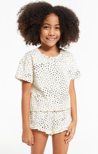Z Supply Girls Nattie Dot Tee - Sand Dollar, Z Supply, JAN23, Top, Tween Girl, tween girls, Tween Girls Clothing, Z Supply, Z Supply Girls, Z Supply Girls Nattie Dot Tee, Z Supply Girls Natti
