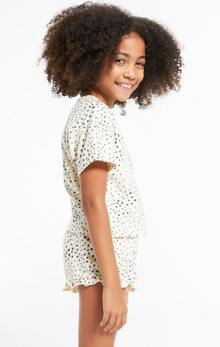 Z Supply Girls Nattie Dot Tee - Sand Dollar, Z Supply, JAN23, Top, Tween Girl, tween girls, Tween Girls Clothing, Z Supply, Z Supply Girls, Z Supply Girls Nattie Dot Tee, Z Supply Girls Natti