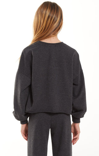 Z Supply Girls Everyday Sweatshirt - Black, Z Supply, cf-size-large-12-14, cf-size-medium-10-12, cf-size-small-7-8, cf-type-sweatshirt, cf-vendor-z-supply, JAN23, Top, Tween Girl, tween girls