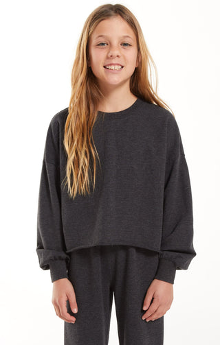 Z Supply Girls Everyday Sweatshirt - Black, Z Supply, cf-size-large-12-14, cf-size-medium-10-12, cf-size-small-7-8, cf-type-sweatshirt, cf-vendor-z-supply, JAN23, Top, Tween Girl, tween girls