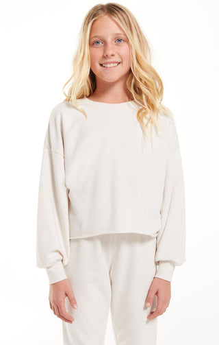 Z Supply Girls Everyday Sweatshirt - Crystal Grey, Z Supply, CM22, JAN23, Top, Tween Girl, tween girls, Tween Girls Clothing, Z Supply, Z Supply Girls, Z Supply Girls Crystal Grey, Z Supply G