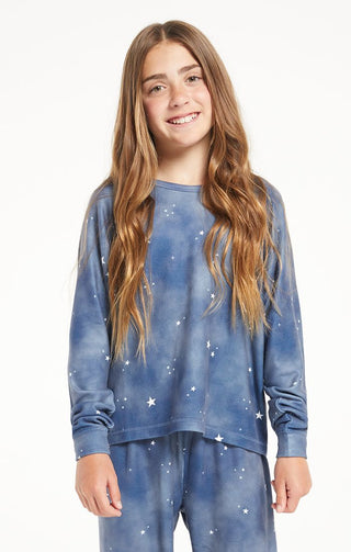Z Supply Girls Midnight Star L/S Top - Dusty Denim, Z Supply, Dusty Denim, JAN23, Top, Tween Girl, tween girls, Tween Girls Clothing, Z Supply, Z Supply Girls, Z Supply Girls Midnight Star, Z
