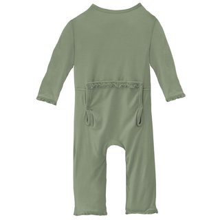 KicKee Pants Solid Silver Sage Muffin Ruffle Coverall with Zipper, KicKee Pants, CM22, Coverall, Coverall with Zipper, Coveralls, Fitted Coverall, KciKee Coverall, KicKee, KicKee Coverall, Ki