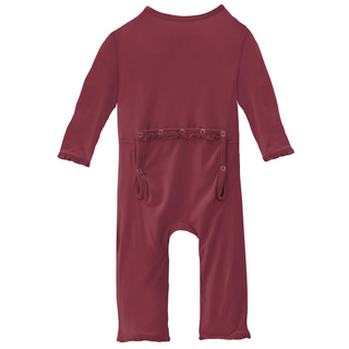 KicKee Pants Solid Wild Strawberry Muffin Ruffle Coverall with Zipper, KicKee Pants, CM22, Coverall, Coverall with Zipper, Coveralls, Fitted Coverall, KciKee Coverall, KicKee, KicKee Coverall