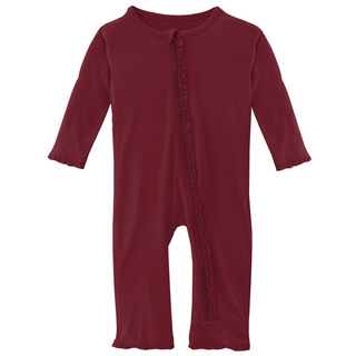 KicKee Pants Solid Wild Strawberry Muffin Ruffle Coverall with Zipper, KicKee Pants, CM22, Coverall, Coverall with Zipper, Coveralls, Fitted Coverall, KciKee Coverall, KicKee, KicKee Coverall