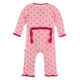 KicKee Pants Lotus Cherries and Blossoms Muffin Ruffle Coverall with Zipper, KicKee Pants, CM22, Coverall, Coverall with Zipper, KicKee, KicKee Pants, KicKee Pants Coverall with Zipper, KicKe