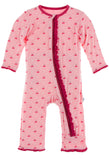 KicKee Pants Lotus Cherries and Blossoms Muffin Ruffle Coverall with Zipper, KicKee Pants, CM22, Coverall, Coverall with Zipper, KicKee, KicKee Pants, KicKee Pants Coverall with Zipper, KicKe