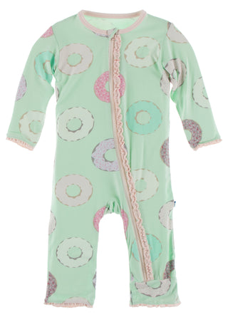 KicKee Pants Pistachio Donuts Muffin Ruffle Coverall with Zipper, KicKee Pants, CM22, Coverall, Coverall with Zipper, KicKee, KicKee Pants, KicKee Pants Coverall with Zipper, KicKee Pants Cul