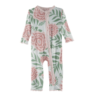 KicKee Pants Fresh Air Florist Muffin Ruffle Coverall with Zipper, KicKee Pants, CM22, Coverall, Coverall with Zipper, Coveralls, Fitted Coverall, KciKee Coverall, KicKee, KicKee Coverall, Ki