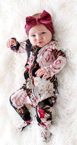 Posh Peanut Zoey Floral Ruffled Zippered Footie, Posh Peanut, Footie with Zipper, Posh Peanut, Posh Peanut Floral Footie, Posh Peanut Footie, Posh Peanut Footie with Zipper, Posh Peanut Ruffl