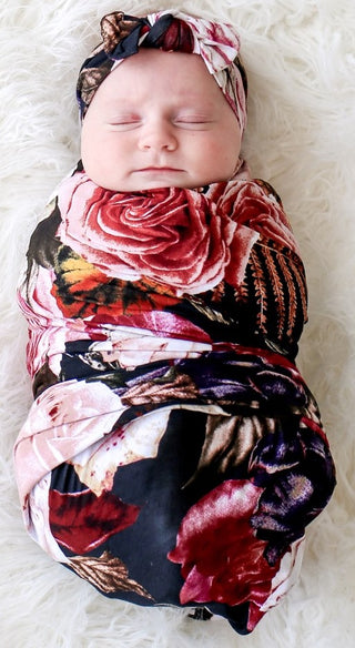 Posh Peanut Zoey Floral Swaddle & Headband Set, Posh Peanut, Posh Peanut, Posh PEanut Rose, Posh Peanut Swaddle & Headband Set, Posh Peanut Swaddle and Headband Set, Posh Peanut Zoey Floral, 