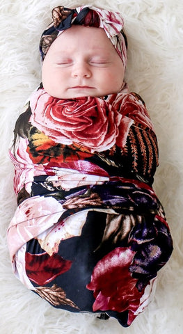 Posh Peanut Zoey Floral Swaddle & Headband Set, Posh Peanut, Posh Peanut, Posh PEanut Rose, Posh Peanut Swaddle & Headband Set, Posh Peanut Swaddle and Headband Set, Posh Peanut Zoey Floral, 