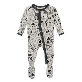 KicKee Pants Doodles Classic Ruffle Footie with Zipper, KicKee Pants, CM22, Footie, Footie with Zipper, KicKee, KicKee Footie, KicKee Footie with Zipper, KicKee Pants, KicKee Pants Classic Ru