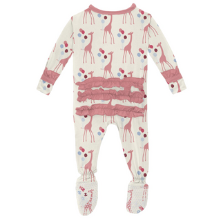 KicKee Pants Natural Balloon Giraffe Classic Ruffle Footie with Zipper, KicKee Pants, CM22, Footie, Footie with Zipper, KicKee, KicKee Footie, KicKee Footie with Zipper, KicKee Pants, KicKee 