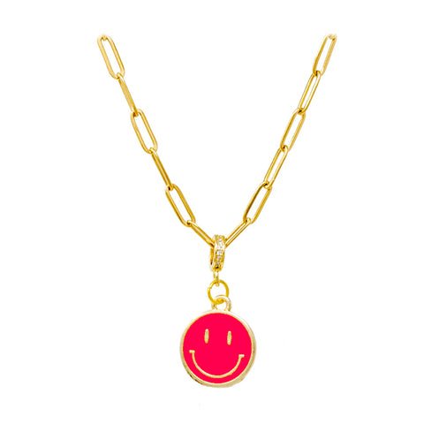 Zomi Gems Happy Face Necklace - Hot Pink, Zomi Gems, Happy Face Necklace, Jewelry, Little Girls Jewelry, Necklace, Smiley Face, Tiny Treats, Zomi Gems, Zomi Gems Happy Face Necklace, Zomi Gem