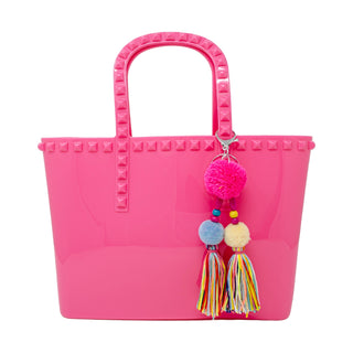 Zomi Gems Large Jelly Tote Bag w/Tassel - Hot Pink, Zomi Gems, Handbag, Hot Pink, Jelly Tote Bag, Purse, Tiny Treats, Zomi Gems, Zomi Gems Handbag, Zomi Gems Jelly Tote Bag w/Tassel, Zomi Gem
