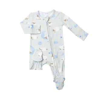 Angel Dear Baby Sheep Blue Footie with Zipper, Angel Dear, angel Dear, Angel Dear Bamboo Footie, Angel Dear Fall 2022, Angel Dear Footie with Zipper, Baby Sheep, Bamboo Footie, cf-size-6-9-mo