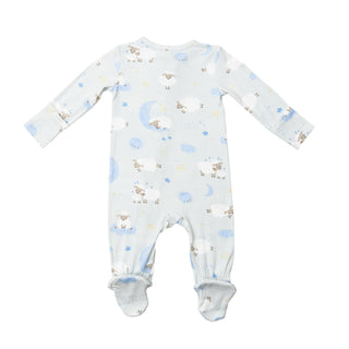 Angel Dear Baby Sheep Blue Footie with Zipper, Angel Dear, angel Dear, Angel Dear Bamboo Footie, Angel Dear Fall 2022, Angel Dear Footie with Zipper, Baby Sheep, Bamboo Footie, cf-size-6-9-mo