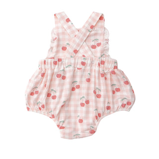 Angel Dear Cherry Gingham Bamboo Ruffle Bubble, Angel Dear, Angel Dear, Angel Dear Bamboo Ruffle Bubble, Angel Dear Bubble, Angel Dear Cherry Gingham, Angel Dear Romper, Angel Dear SS22, Bubb