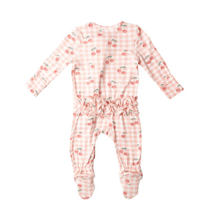 Angel Dear Cherry Gingham Ruffle Front Zipper Footie, Angel Dear, angel Dear, Angel Dear Cherry Gingham, Angel dear Footie, Angel Dear Ruffle Footie, Angel Dear Ruffle Front Zipper Footie, An