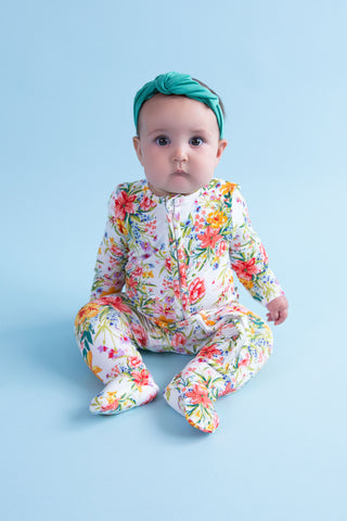 Angel Dear Garden Joy Ruffle Footie with Zipper, Angel Dear, angel Dear, Angel Dear Bamboo Footie, Angel Dear Fall 2022, Angel Dear Footie with Zipper, Angel Dear Ruffle Footie with Zipper, B