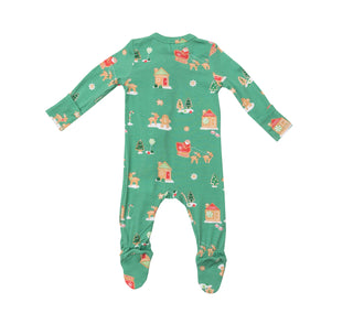 Angel Dear Gingerbread Sleigh Green Footie with Zipper, Angel Dear, All Things Holiday, angel Dear, Angel Dear Bamboo Footie, Angel Dear Christmas, Angel Dear Footie with Zipper, Angel Dear G