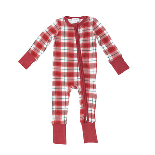 Angel Dear Holiday Red Plaid 2 Way Zipper Romper, Angel Dear, All Things Holiday, angel Dear, Angel Dear Bamboo Footie, Angel Dear Christmas, Angel Dear Footie with Zipper, Angel Dear Holiday