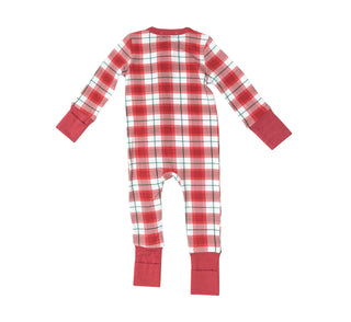 Angel Dear Holiday Red Plaid 2 Way Zipper Romper, Angel Dear, All Things Holiday, angel Dear, Angel Dear Bamboo Footie, Angel Dear Christmas, Angel Dear Footie with Zipper, Angel Dear Holiday