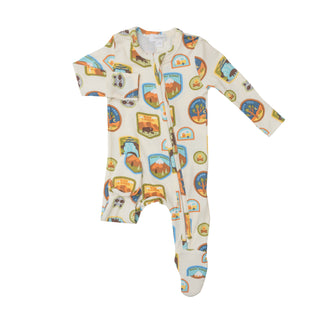 Angel Dear National Parks Patches Footie with Zipper, Angel Dear, angel Dear, Angel Dear Bamboo Footie, Angel Dear Fall 2022, Angel Dear Footie with Zipper, Bamboo Footie, CM22, Footie with Z
