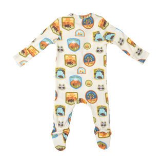 Angel Dear National Parks Patches Footie with Zipper, Angel Dear, angel Dear, Angel Dear Bamboo Footie, Angel Dear Fall 2022, Angel Dear Footie with Zipper, Bamboo Footie, CM22, Footie with Z