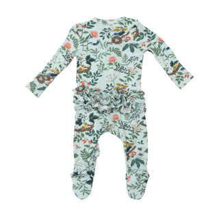 Angel Dear Woodland Bird & Nest Ruffle Footie with Zipper, Angel Dear, angel Dear, Angel Dear Bamboo Footie, Angel Dear Fall 2022, Angel Dear Footie with Zipper, Angel Dear Ruffle Footie with