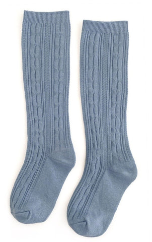 Little Stocking Co Knee High Socks - Steel Blue, Little Stocking Co, Cable Knit Knee High, Cable Knit Knee High Socks, cf-size-0-6-months, cf-size-1-5-3y, cf-size-4-6y, cf-size-6-18-months, c