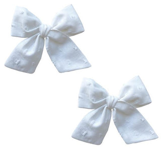 Baby Bling Big Cotton Bow Clip Set - White Clipped Dot, Baby Bling, Baby Baby Bling Headbands, Baby Bling, Baby Bling Big Cotton Bow Clip Set, Baby Bling Big Cotton Bow Clip Set - White Clipp