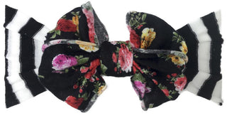 Baby Bling Black & White Stripe Floral Jersey Bow Headband, Baby Bling, Baby Bling, Baby Bling Bows, Baby Bling Headband, Baby Headband, Baby Headbands, Jersey Bow Headband, Headband - Basica
