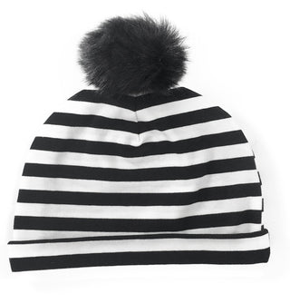 Baby Bling Black & White Stripe Fur Pom Beanie, Baby Bling, Baby, Baby Beanie, Baby Bling, Baby Bling Beanie, Baby Bling Bows, Beanie, Beanies, Fur Pom Beanie, Turban - Basically Bows & Bowti