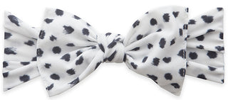 Baby Bling Dalmatian printed knot headband with soft fabric and black and white dalmatian pattern for infants.