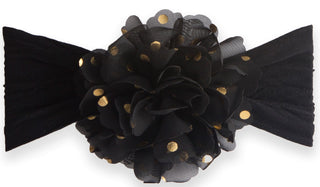 Baby Bling Gold Dot Flower Headband-Black, Baby Bling, Baby Bling, Baby Bling Bows, Baby Bling Fall 2019 Release, Baby Bling Flower Headband, Baby Bling Gold Dot Flower Headband, Baby Bling h