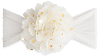 Baby Bling Gold Dot Flower Headband-Ivory, Baby Bling, Baby Bling, Baby Bling Bows, Baby Bling Fall 2018 Release, Baby Bling Fall 2019 Release, Baby Bling Flower Headband, Baby Bling Gold Dot