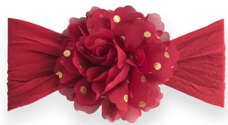 Baby Bling Gold Dot Flower Headband-Red, Baby Bling, Baby Bling, Baby Bling Bows, Baby Bling Fall 2018 Release, Baby Bling Flower Headband, Baby Bling Gold Dot Flower Headband, Baby Bling hea