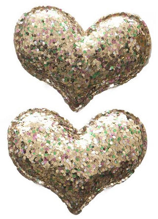 Baby Bling Gold Glitter Heart Clip Set, Baby Bling, Baby Bling, Baby Bling Bows, Baby Bling Clip Set, Baby Bling Clippie, Baby Bling Hair Clip Set, Gold Heart, Clip Set - Basically Bows & Bow