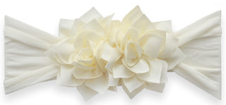Ivory Baby Bling holiday poinsettia headband with festive red and green floral accents for babies and toddlers.
