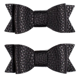 Baby Bling Leather Bow Tie Clip Set - Black, Baby Bling, Alligator Clip, Alligator Clip Hair Bow, Baby Bling, Baby Bling Bows, Baby Bling Hair Bow Clips, Baby Bling Hair Clip Set, Baby Bling 