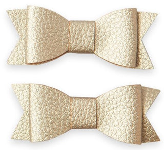 Baby Bling Leather Bow Tie Clip Set - Metallic Gold, Baby Bling, Alligator Clip, Alligator Clip Hair Bow, Baby Bling, Baby Bling Bows, Baby Bling Hair Bow Clips, Baby Bling Hair Clip Set, Bab