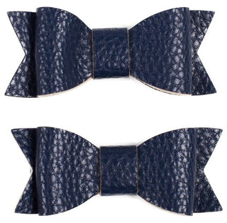 Baby Bling Leather Bow Tie Clip Set - Navy, Baby Bling, Alligator Clip, Alligator Clip Hair Bow, Baby Bling, Baby Bling Bows, Baby Bling Hair Bow Clips, Baby Bling Hair Clip Set, Baby Bling L