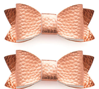 Baby Bling Leather Bow Tie Clip Set - Rose Gold, Baby Bling, Alligator Clip, Alligator Clip Hair Bow, Baby Bling, Baby Bling Bows, Baby Bling Hair Bow Clips, Baby Bling Hair Clip Set, Baby Bl