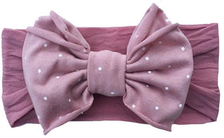 Baby Bling Mauve Dot Jersey Bow Headband, Baby Bling, Baby Bling, Baby Bling Bows, Baby Bling Headband, Baby Headband, Baby Headbands, Headband, Headband for Baby, Jersey Bow Headband, Made i