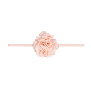 Baby Bling Mini Silk Ruffle Flower Skinny Headband - Peach, Baby Bling, Baby bling, Baby Bling Headband, Baby Bling Mini Silk Ruffle Flower Skinny Headband, Baby bling Peach, Baby Bling Skinn