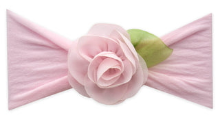 Baby Bling Small Rosette w/Leaf Headband-Pink, Baby Bling, Baby Baby Bling Headbands, Baby Bling, Baby Bling Bows, Baby Bling Flower Headband, Baby Bling Pink Small Rosette w/Leaf Headband, B