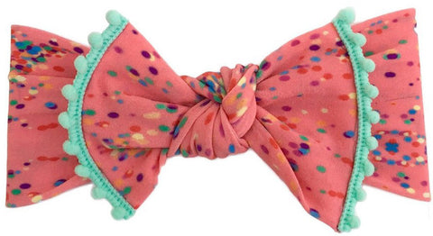 Baby Bling Confetti w/Mint Trimmed Knot Headband, Baby Bling, Baby Bling, Baby Bling Bows, Baby Bling Headband, Baby Bling Knot, Baby Bling Knot Headband, Baby Headband, Baby Headbands, CM22,